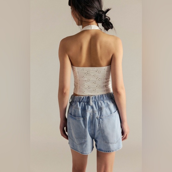 NWT We The Free Clark Pleated Denim Shorts ~Beach Stoned Blue~ - Picture 3 of 4